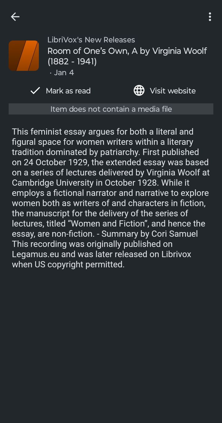 AntennaPod Audiobook Screen